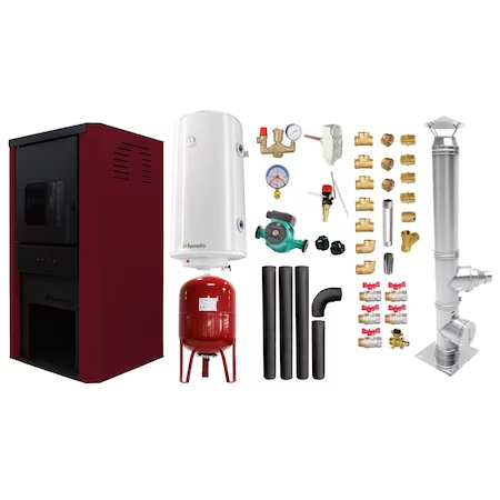 Set Termosemineu pe lemne, brichete si carbune Fornello Monza Bordeaux 27 kW